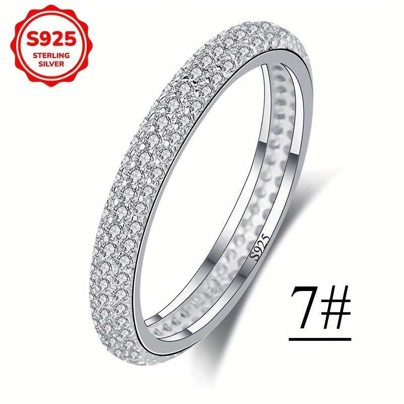 Women's 925 Silver Ring with Synthetic Zirconia, Low Allergy, Wedding Jewelry